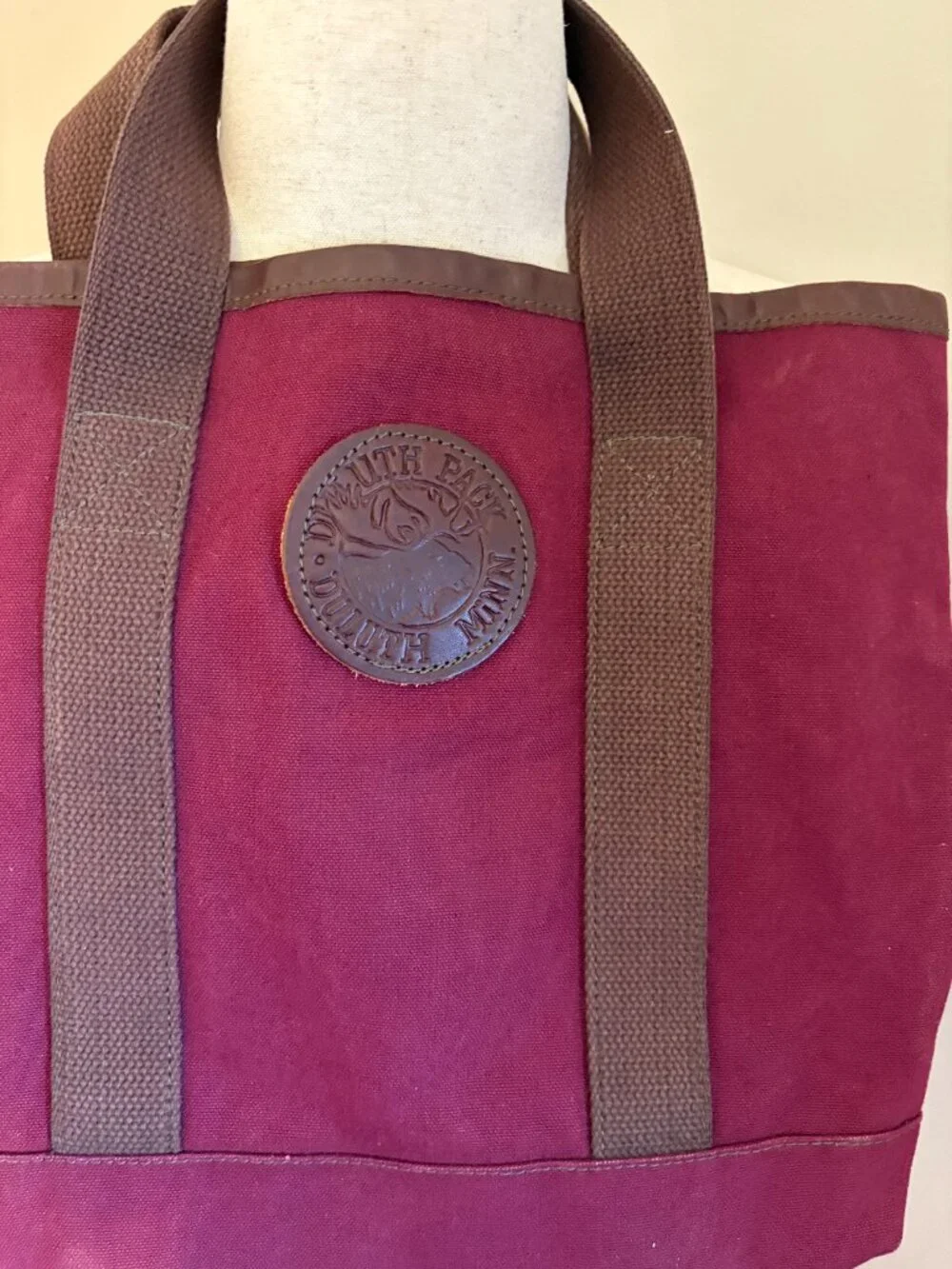 Vintage Duluth Pack Canvas Tote Bag Burgundy Maroon Brown USA 2006 - Picture 5 of 12